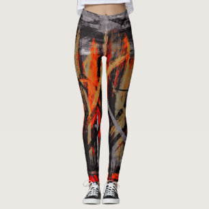 Black Red Orange Abstract Painting #2 Leggings