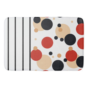 Black red peach  dots and stripes bath mat