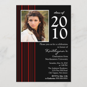 Black & Red Photo Graduation Invitation