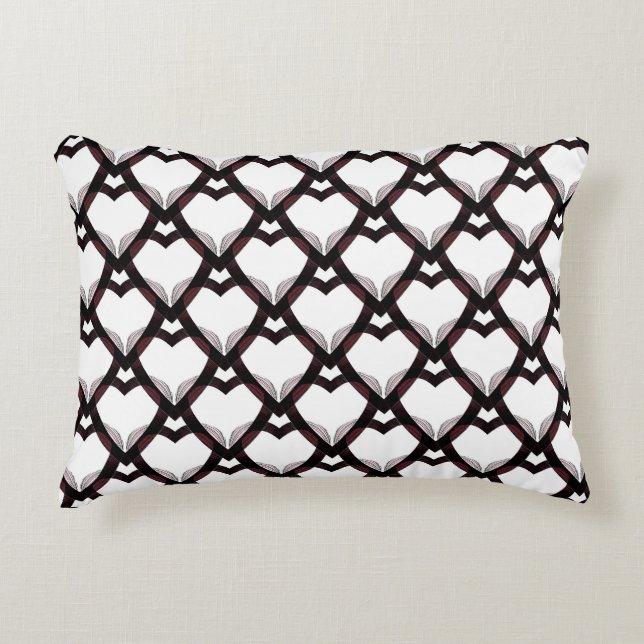 Black Red Pink hearts Accent Pillow (Front)