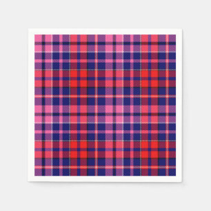 Black Red Pink Plaid Tartan Design  Napkin