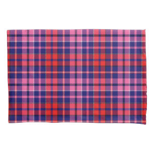 Black Red Pink Plaid Tartan Design  Pillowcase