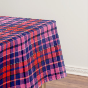 Black Red Pink Plaid Tartan Design  Tablecloth