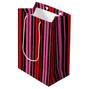 Black Red Pink Vertical Stripes Design Classic Medium Gift Bag