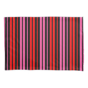 Black Red Pink Vertical Stripes Design Classic Pillowcase