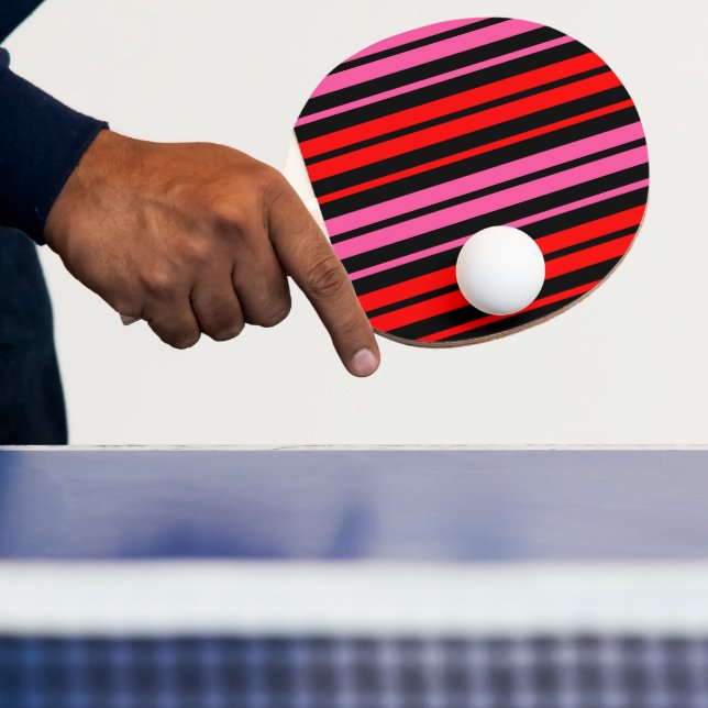Black Red Pink Vertical Stripes Design Classic  Ping Pong Paddle (Insitu)