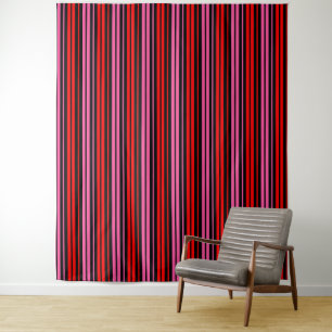 Black Red Pink Vertical Stripes Design Classic Tapestry