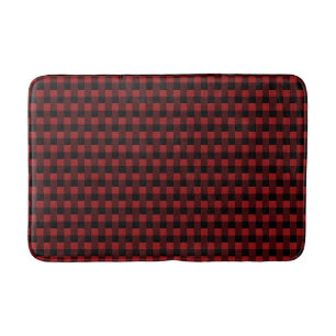 Black Red Plaid Bath Mat