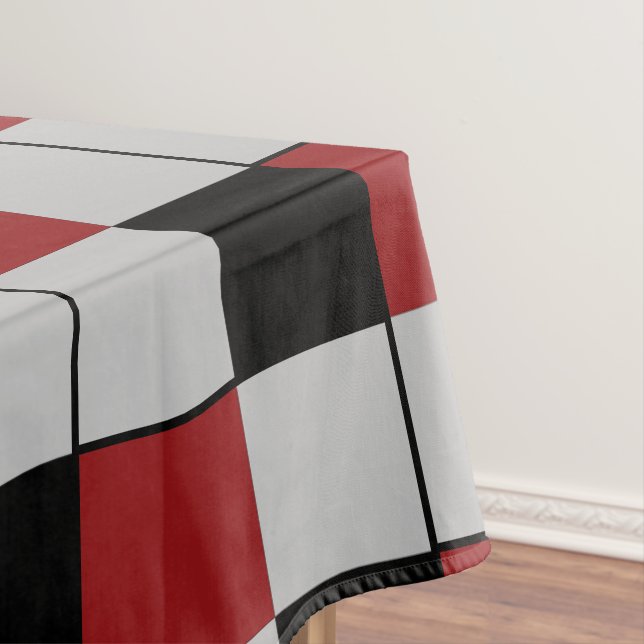 Black Red Plaid Check Tablecloth Modern Design (In Situ)