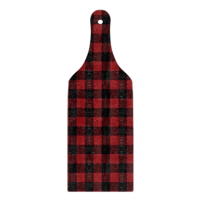 Black & Red Plaid Checked - Cutting Board (Front)