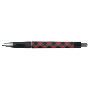 Black & Red Plaid Checked Pen