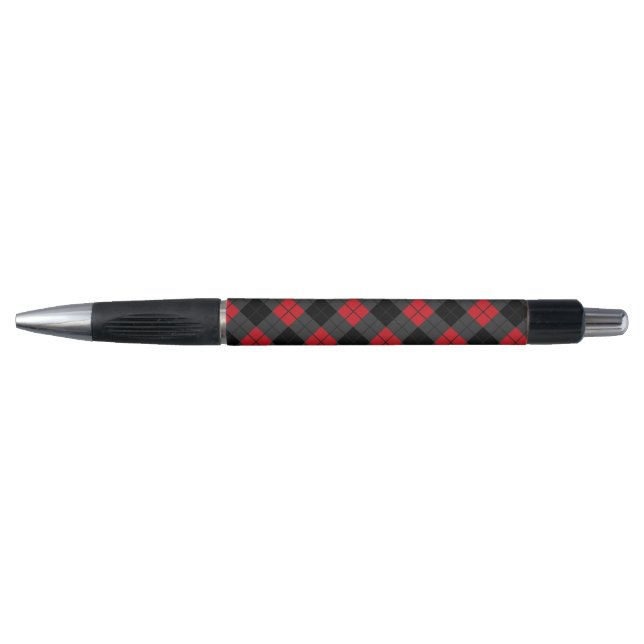 Black & Red Plaid Checked Pen (Front)