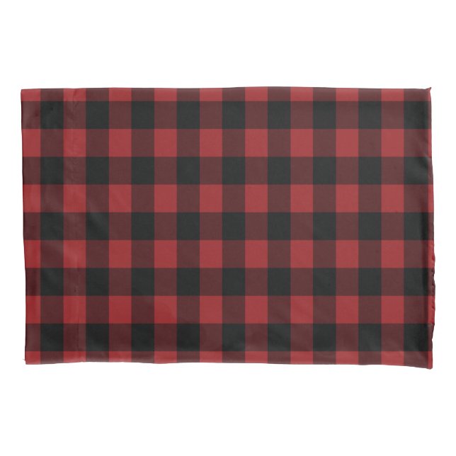 Black & Red Plaid Checked - Pillowcase (Front)