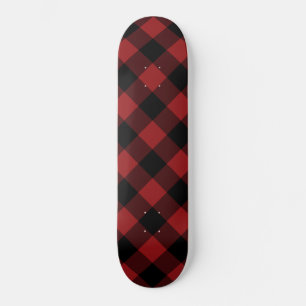 Black & Red Plaid Checked Skateboard