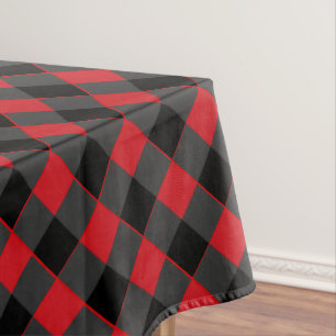 Black Red Plaid Checked Tablecloth