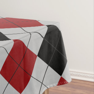 Black & Red Plaid Checked Tablecloth