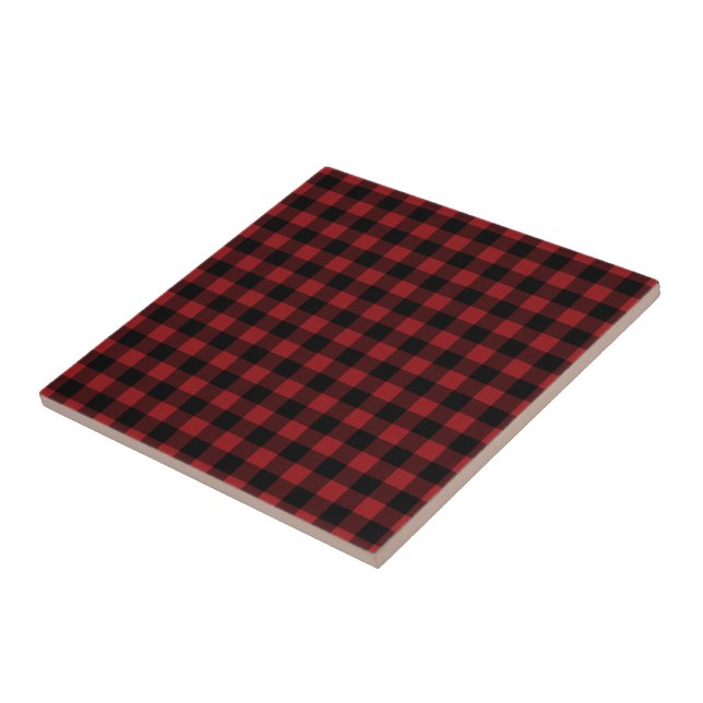 Black &Red Plaid Checked Tile (Side)