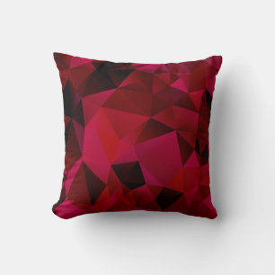 Black red, polygonal throw pillow