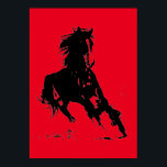 Black Red Pop Art Running Horse Silhouette Poster<br><div class="desc">Black Red Pop Art Running Horse Silhouette / Digital Animal / Horse Artwork</div>