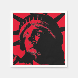 Black & Red Pop Art Statue of Liberty Napkin