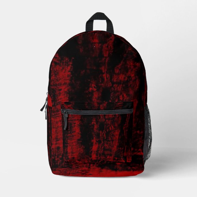 Black & Red Printed Backpack (Front)