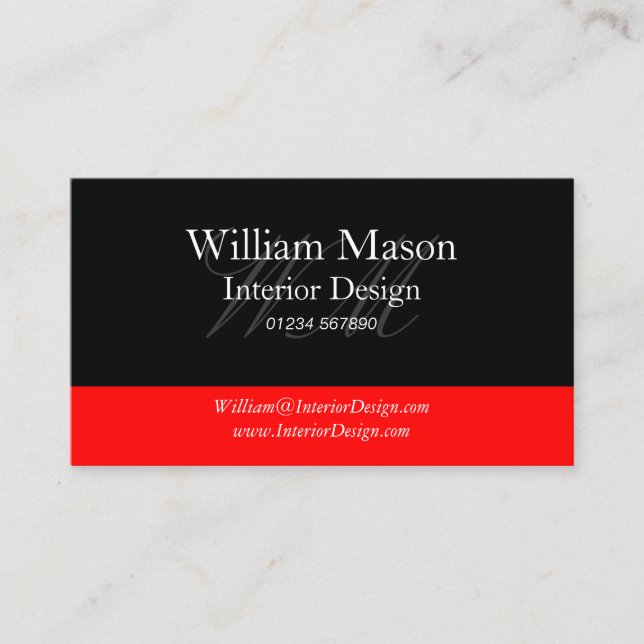 Black & Red Professional Business Card (Front)