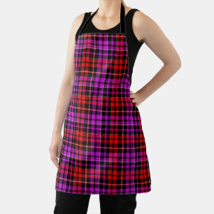 Black Red Purple Plaid Tartan Design Apron