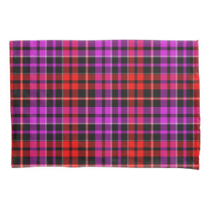 Black Red Purple Plaid Tartan Design Pillowcase