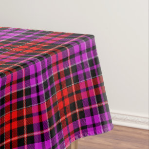 Black Red Purple Plaid Tartan Design  Tablecloth