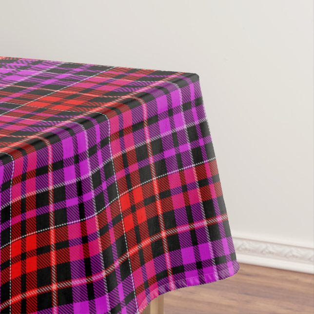 Black Red Purple Plaid Tartan Design  Tablecloth (In Situ)