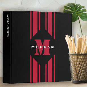 Black Red Racing Car Stripe Binder