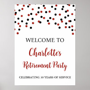 Black Red Retirement Party Custom 18x24 Poster