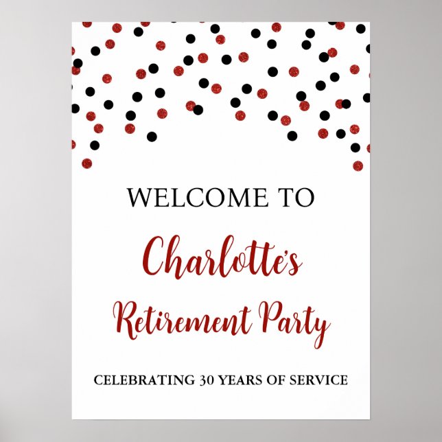 Black Red Retirement Party Custom 18x24 Poster (Front)