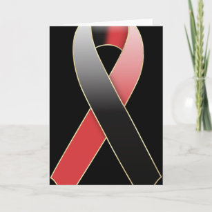 Black & Red Ribbon Awareness Blank Greeting Card