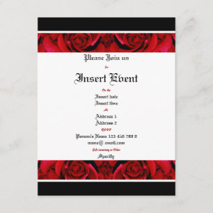 Black red rose elegant party invitation