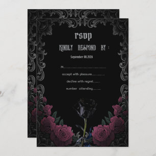 Black Red Roses Gothic RSVP Invitation