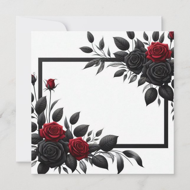 Black & Red Roses Invitation (Front)