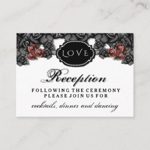 Black Red Roses LOVE Halloween Wedding Reception Enclosure Card