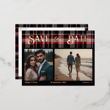 Black & Red Scottish Tartan Save the Date