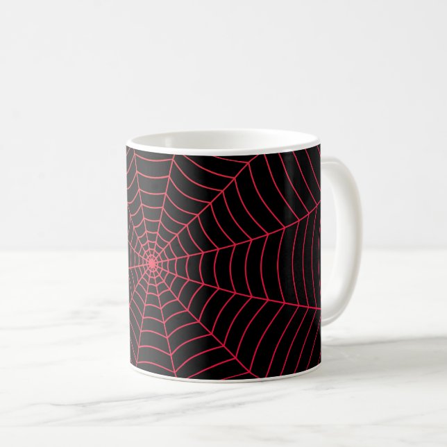 Black red spider web Halloween pattern Coffee Mug (Front Right)