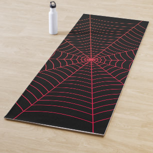 Black red spider web Halloween pattern Yoga Mat
