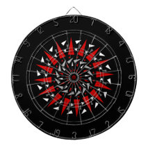 Black Red Spiked Spiral Design Dart Board