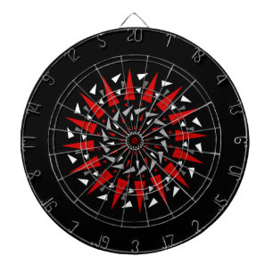 Black Red Spiked Spiral Design Dart Board
