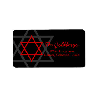 Black Red Star of David Return Address Label