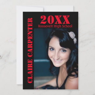 Black/Red Stencil Letters - Grad Announcement