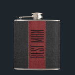 Black & Red Stitched Faux Leather Best Man Hip Flask<br><div class="desc">Elegant red and black vintage faux leather stitched effect.
Best man customizable text.</div>