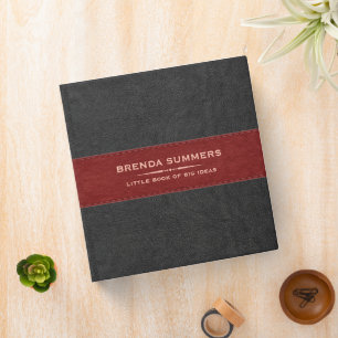 Black & Red Stitched Leather Black Binder