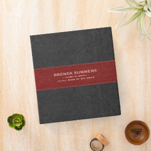 Black & Red Stitched Leather Black Binder