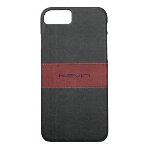 Black & Red Stitched Vintage Leather Case-Mate iPhone Case