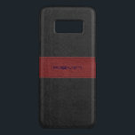 Black & Red Stitched Vintage Leather Case-Mate Samsung Galaxy S8 Case<br><div class="desc">Elegant red and black vintage stitched leather with custom monogram</div>